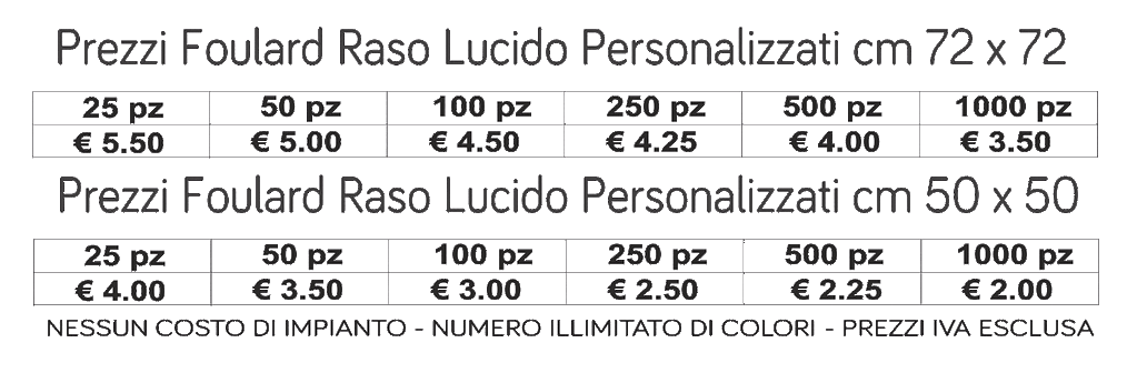 prezzi foulard raso lucido personalizzati prezzi foulard raso lucido personalizzati