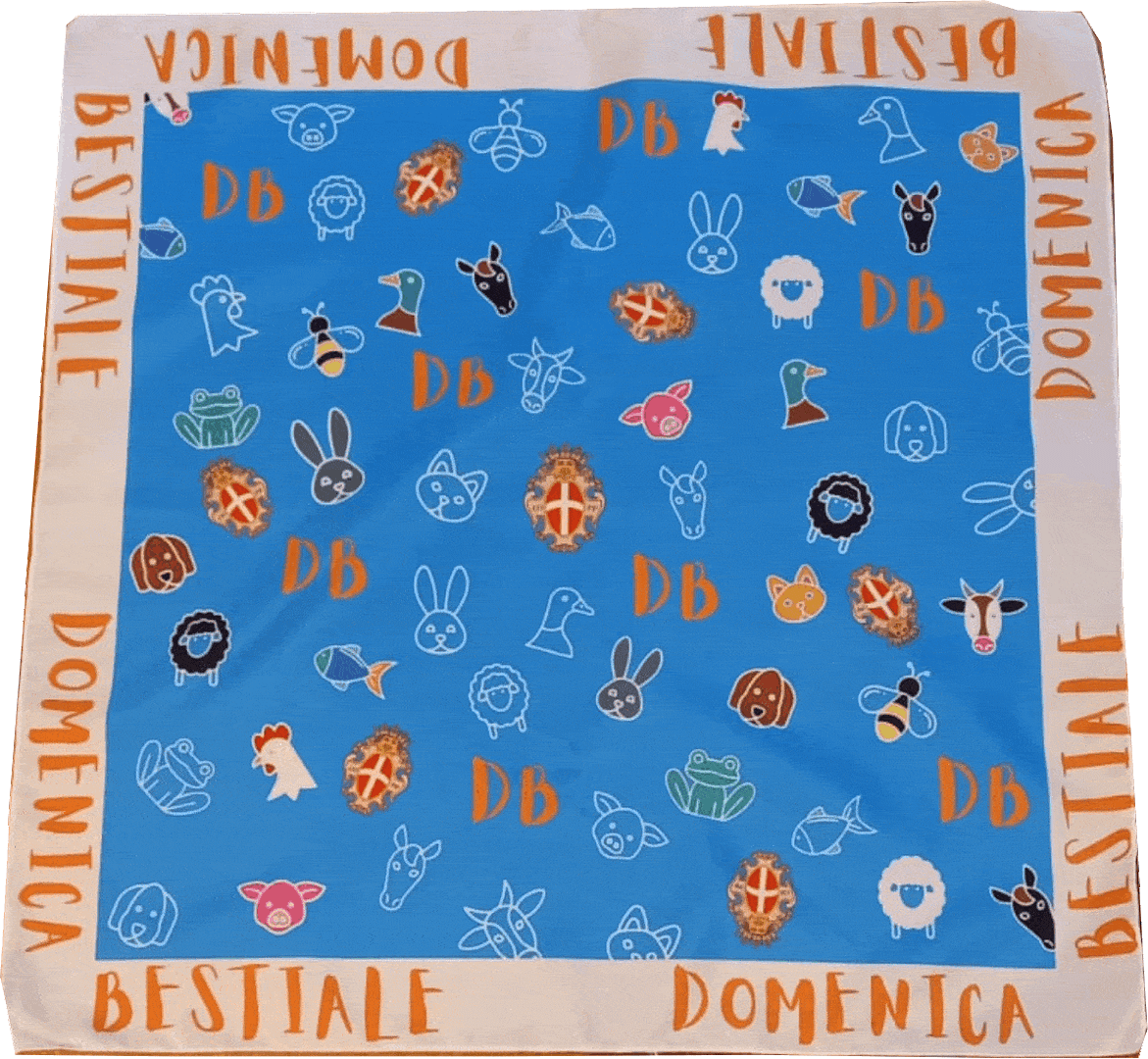FOULARDS QUADRATI PERSONALIZZATI bestiale domenica FOULARDS QUADRATI PERSONALIZZATI domenica