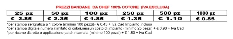 prezzi bandane da chef prezzi bandane da chef