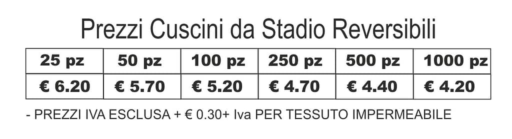 prezzi cuscini da stadio reversibili personalizzati prezzi cuscini da stadio reversibili