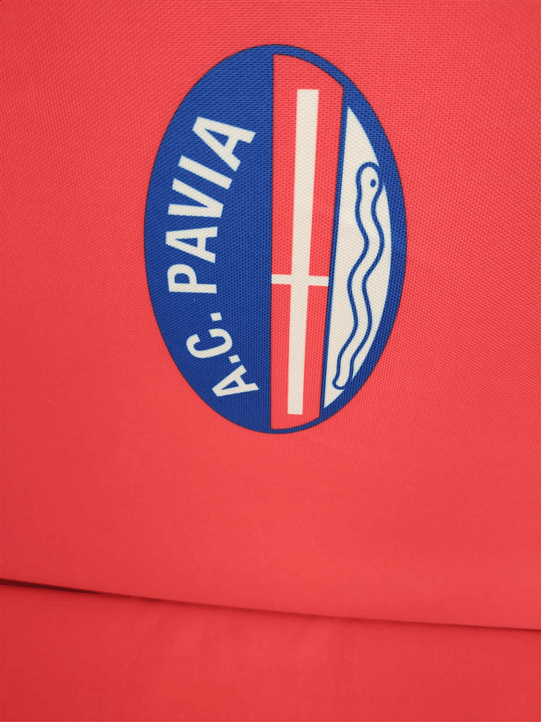 particolare del logo pavia calcio riprodotto sul cuscino coprisedile particolare del logo pavia calcio