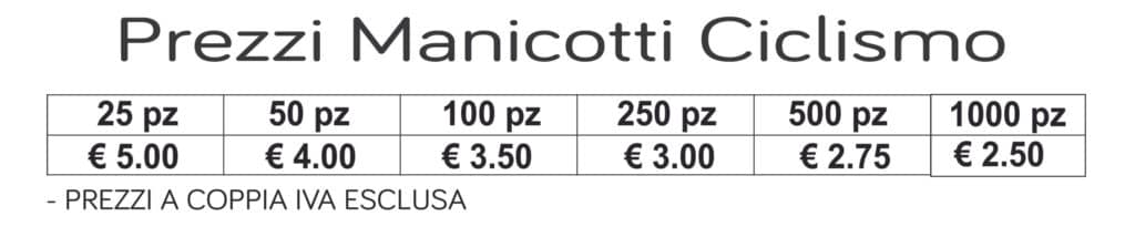 Prezzi Manicotti da Ciclismo Prezzi Manicotti Ciclismo