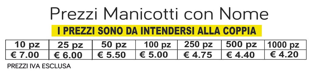 prezzi manicotti con nome prezzi manicotti con nome