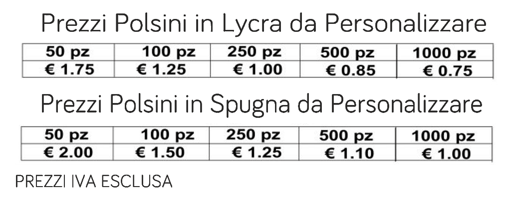 prezzi polsini da personalizzare prezzi polsini da personalizzare
