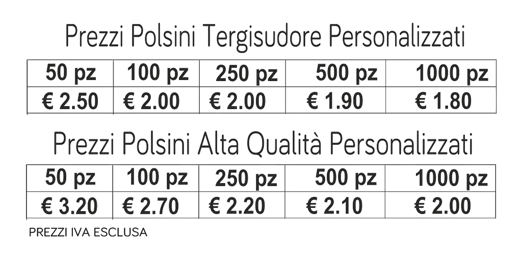 listino prezzi polsini spugna personalizzati prezzi polsini spugna