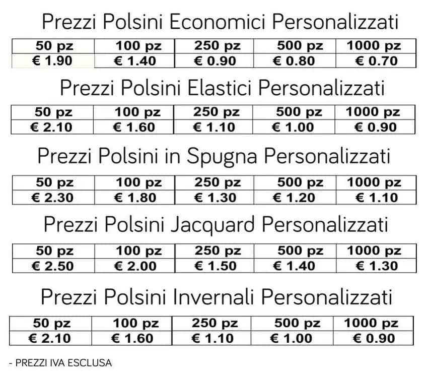 prezzi polsini basket personalizzati con logo prezzi polsini basket personalizzati