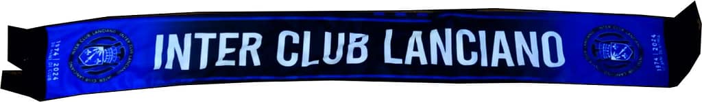 Sciarpa pubblicitaria doppia Inter Club Lanciano con colori nero azzurri.