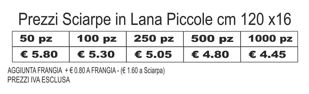 Prezzi Sciarpe in lana doppia piccole personalizzate Prezzi Sciarpe in lana doppia piccole