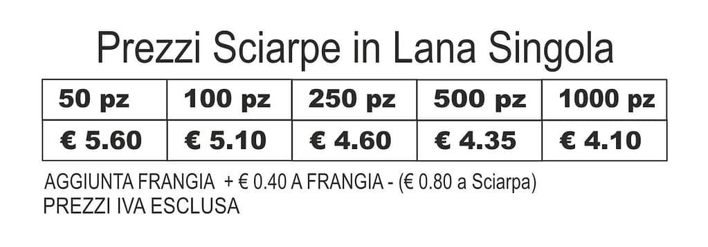 Prezzi Sciarpe in Lana Singola personalizzate Prezzi Sciarpe in Lana Singola