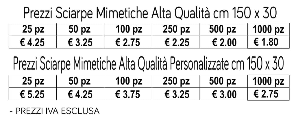 prezzi sciarpe mimetiche