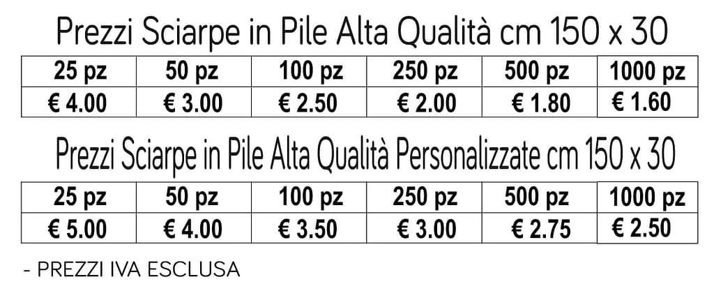 prezzi sciarpe pile alta qualità