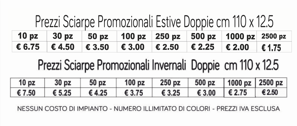 prezzi sciarpe promozionali doppie
