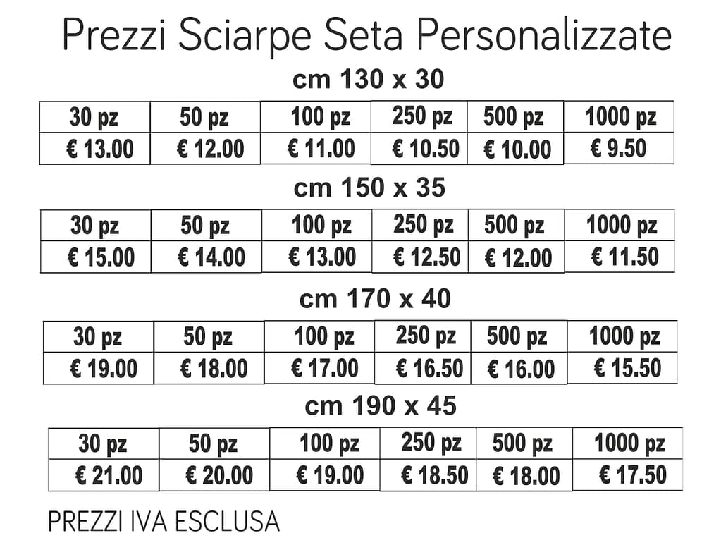 prezzi sciarpe seta personalizzate prezzi sciarpe seta personalizzate