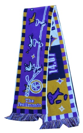 sciarpa jacquard personalizzata the festimonio La sciarpa jacquard personalizzata realizzata per The Festimonio di Bologna