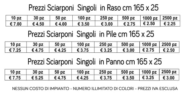 prezzi sciarponi singoli prezzi sciarponi singoli