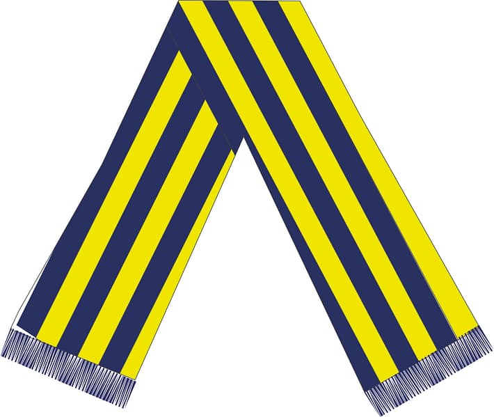 Sciarpa a Bande Orizzontali Gialloblu con frange Sciarpa a Bande Orizzontali Gialloblu