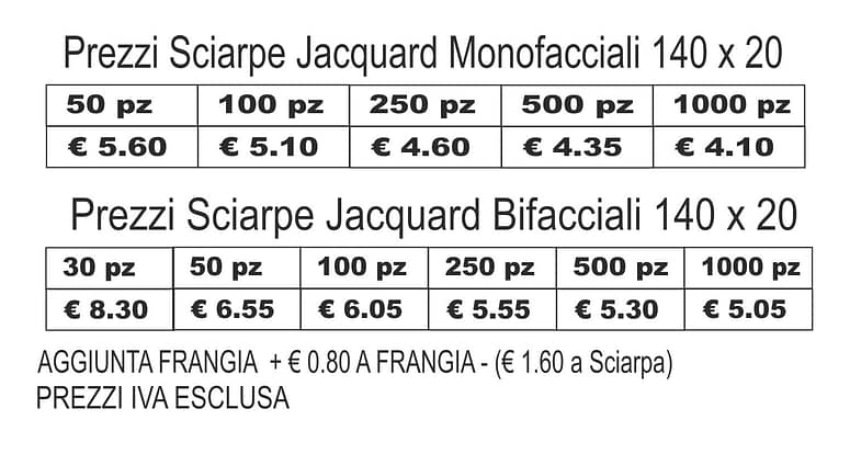 Prezzi Sciarpe Jacquard Personalizzate Prezzi Sciarpe Jacquard