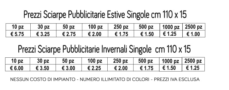 prezzi sciarpe pubblivitarie singole prezzi sciarpe pubblivitarie singole
