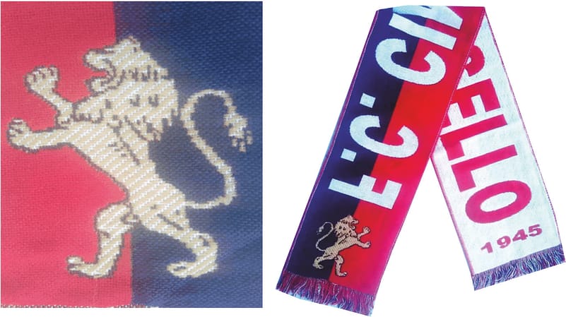 particolari della sciarpa in lana vintage F.C. Cinisello particolari della sciarpa F.C. Cinisello