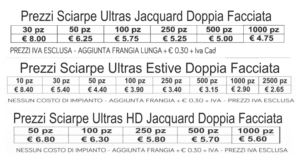 prezzi sciarpe ultras personalizzate prezzi sciarpe ultras personalizzate