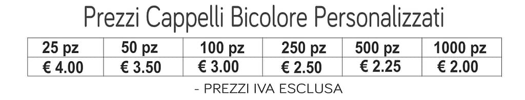 prezzi cappelli bicolore personalizzati prezzi cappelli bicolore personalizzati