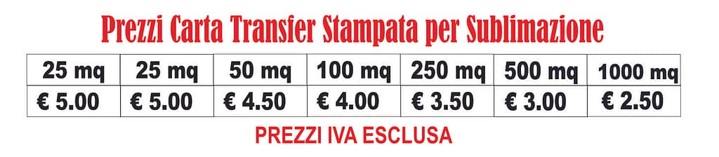 prezzi carta transfer stampata prezzi carta transfer stampata