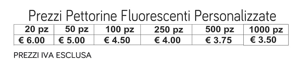 prezzi pettorine fluorescenti personalizzate prezzi pettorine fluorescenti personalizzate