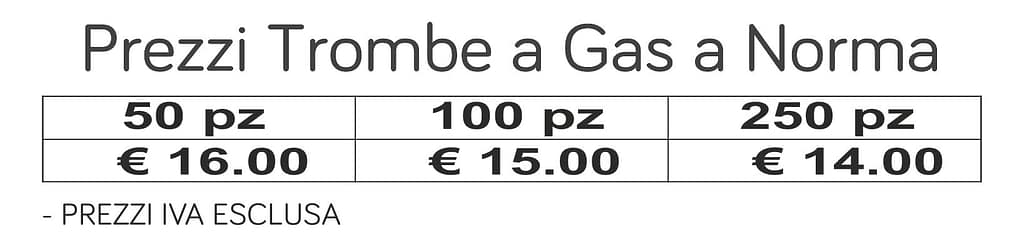 prezzi trombe a gas a norma prezzi trombe a gas a norma