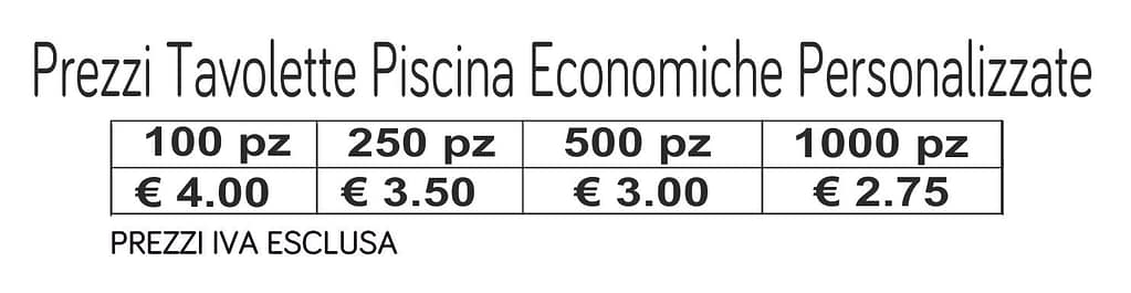 prezzi tavolette piscina personalizzate prezzi tavolette piscina personalizzate