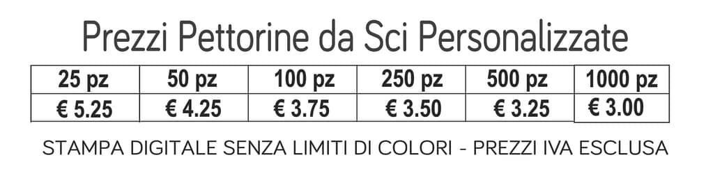 prezzi pettorine da sci personalizzate prezzi pettorine da sci personalizzate