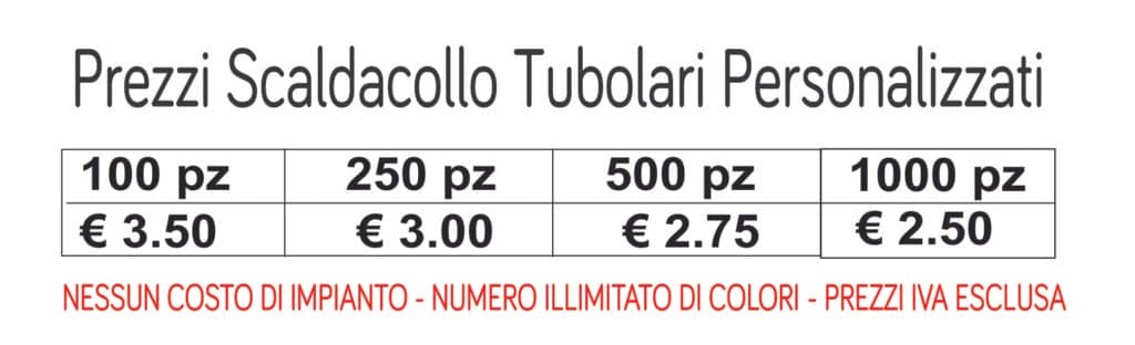 Prezzi Scaldacollo Tubolari Personalizzati