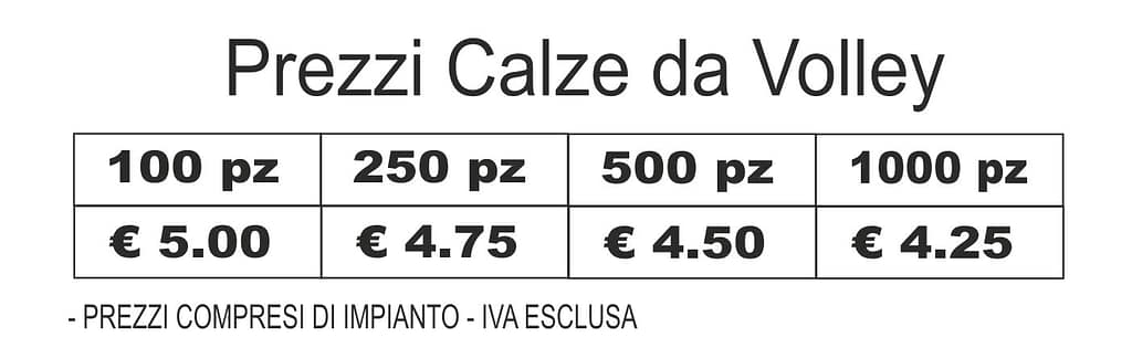 Prezzi Calze da Volley Personalizzate Prezzi Calze da Volley