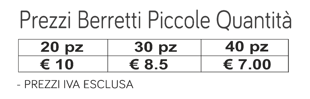 prezzi berretti piccole quantità prezzi berretti piccole quantità