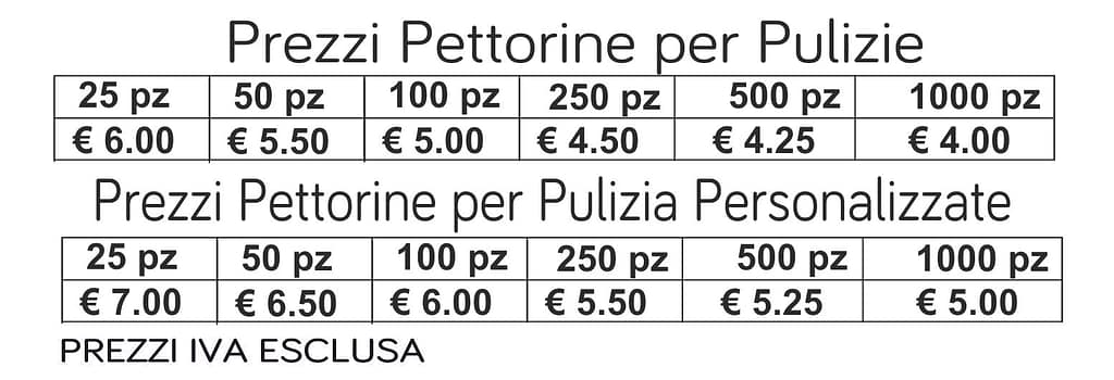 prezzi pettorine per pulizie prezzi pettorine per pulizie