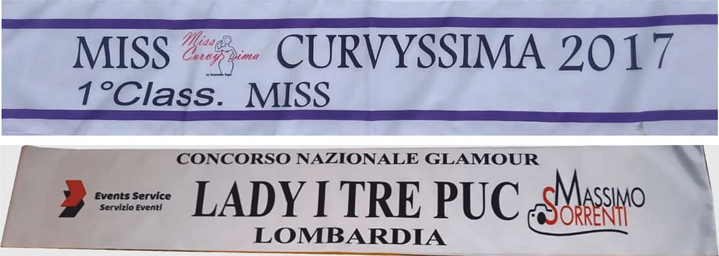 fasce da miss personalizzate con il logo del cliente fasce da miss personalizzate