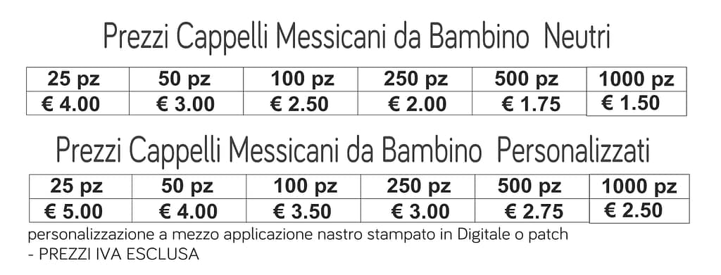 prezzi cappello messicano da bambino prezzi cappello messicano da bambino