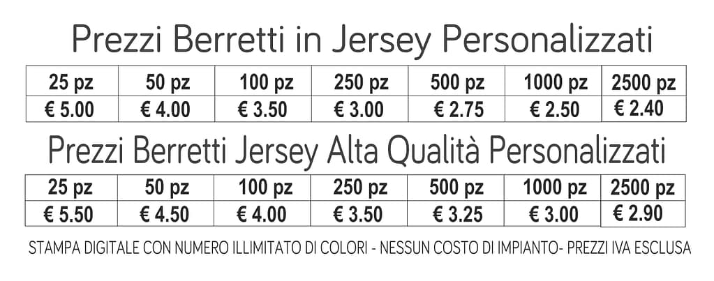 pezzi berretti jersey personalizzati pezzi berretti jersey personalizzati