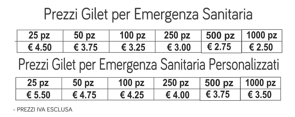 prezzi gilet per emergenza sanitaria prezzi gilet per emergenza sanitaria