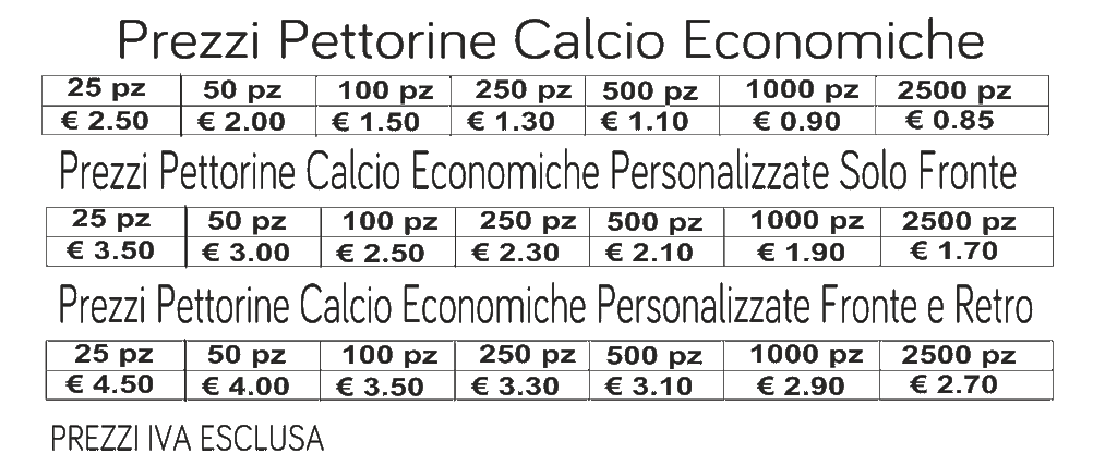 prezzi pettorine calcio economiche prezzi pettorine calcio economiche