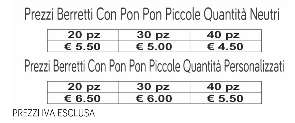 prezzi berretti con pon pon piccole quantità prezzi berretti con pon pon piccole quantità