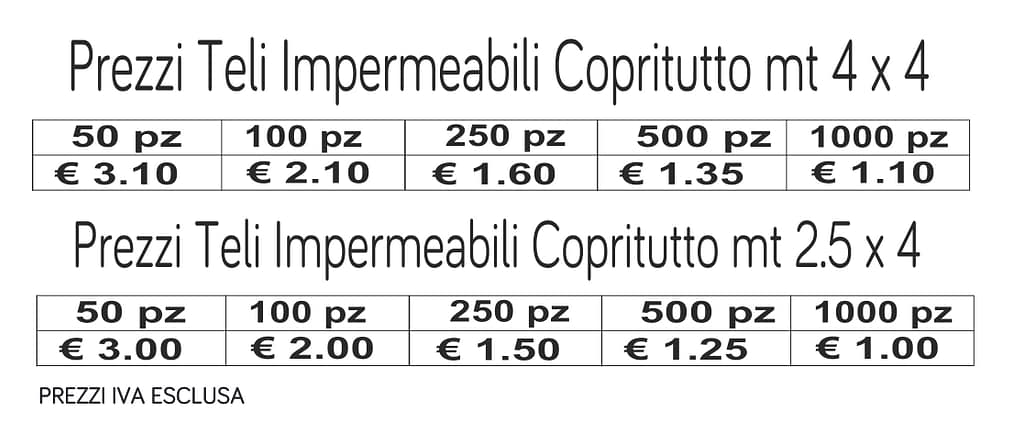prezzi teli impermeabili copritutto prezzi teli impermeabili copritutto