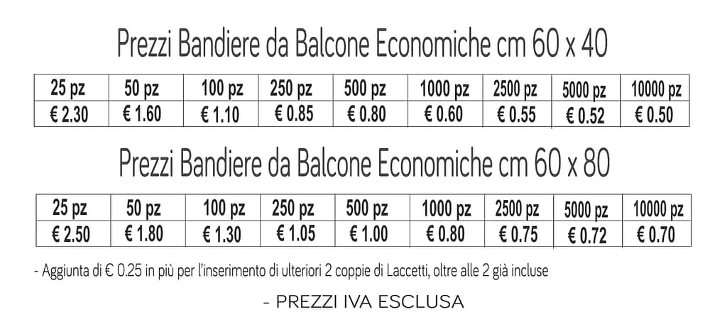 PREZZI BANDIERE DA BALCONE PREZZI BANDIERE DA BALCONE