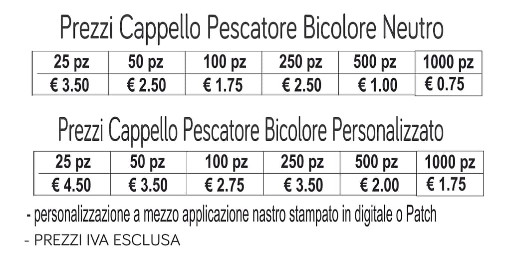 prezzi cappelli da pescatore bicolore prezzi cappelli da pescatore bicolore