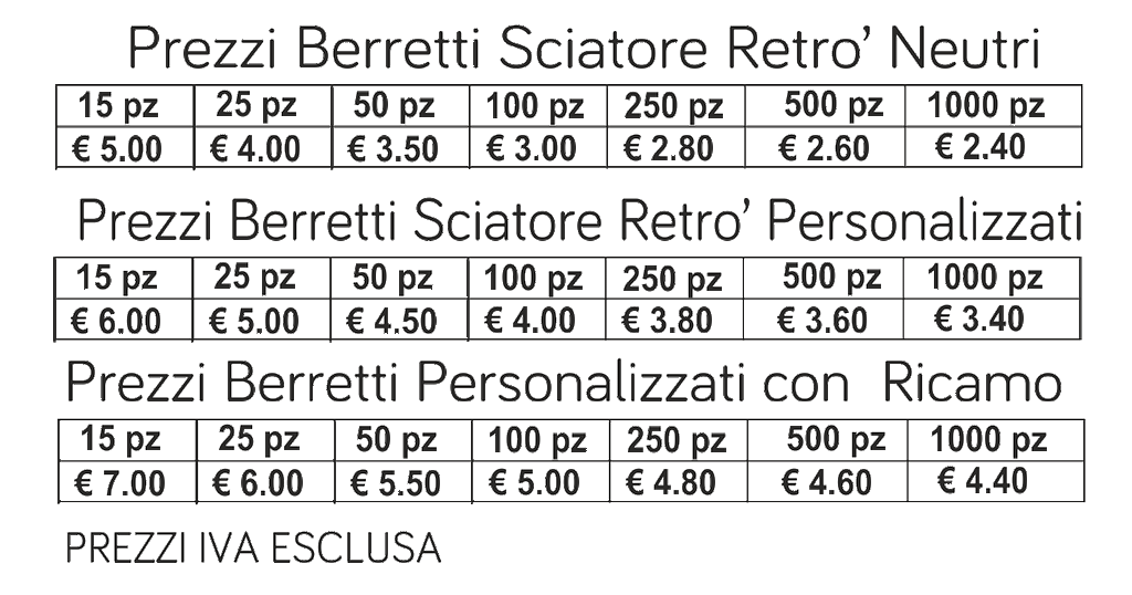prezzi berretti sciarore retrò prezzi berretti sciarore retrò