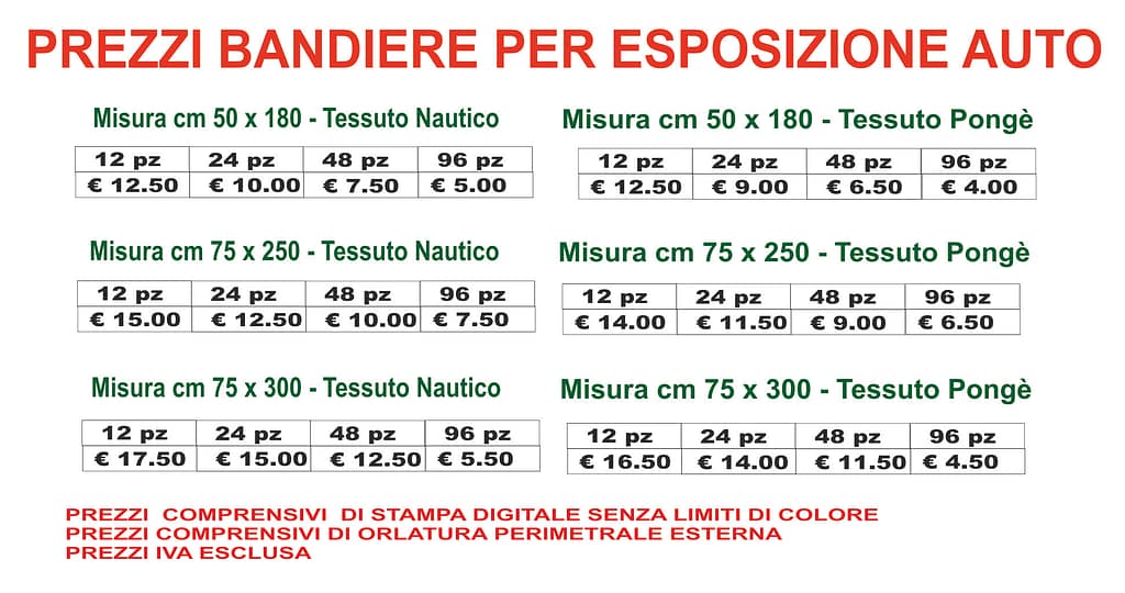 prezzi bandiere per esposizione auto prezzi bandiere per esposizione auto