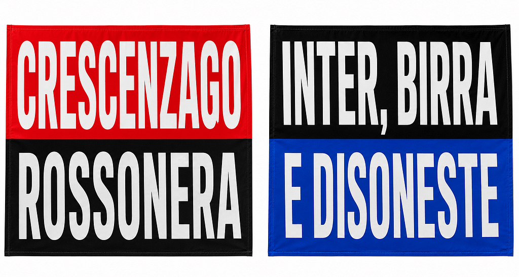 Stendardi a due aste Milan e Inter Personalizzati Stendardi a due aste Milan e Inter