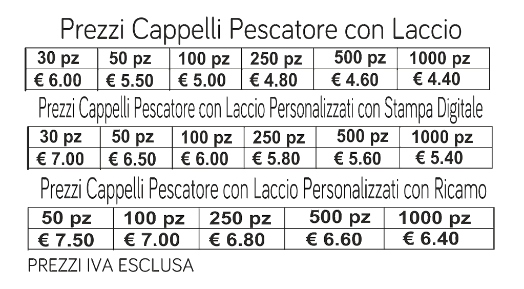 prezzi cappelli pescatore con laccio prezzi cappelli pescatore con laccio