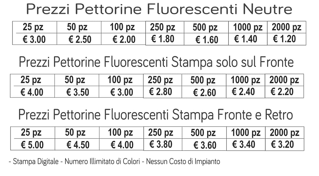 prezzi pettorine fluorescenti prezzi pettorine fluorescenti