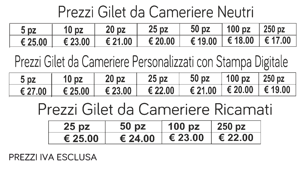 prezzi gilet da cameriere prezzi gilet da cameriere