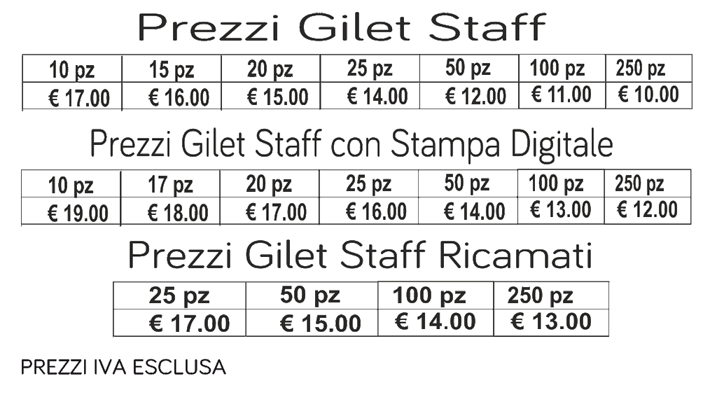 prezzi gilet staff prezzi gilet staff
